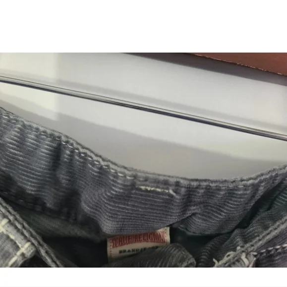 Y2K True Religion Joey Big T Gray Corduroy Flared Low Rise 28 X 30 Jeans - Picture 6 of 8